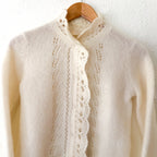 Sézane Angie Mohair Merino Wool Button Down Cardigan in Ecru | XXS