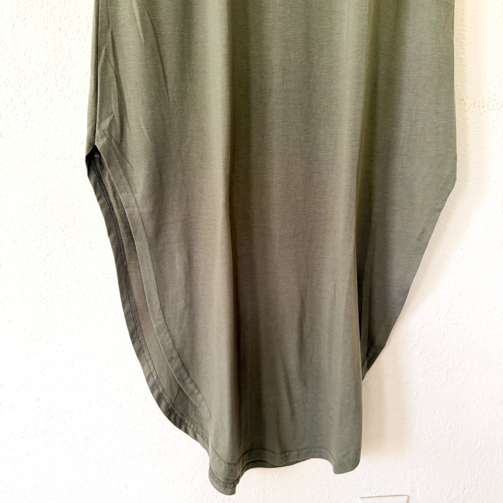 Women's Olive Green Midi Jersey Dress | Small