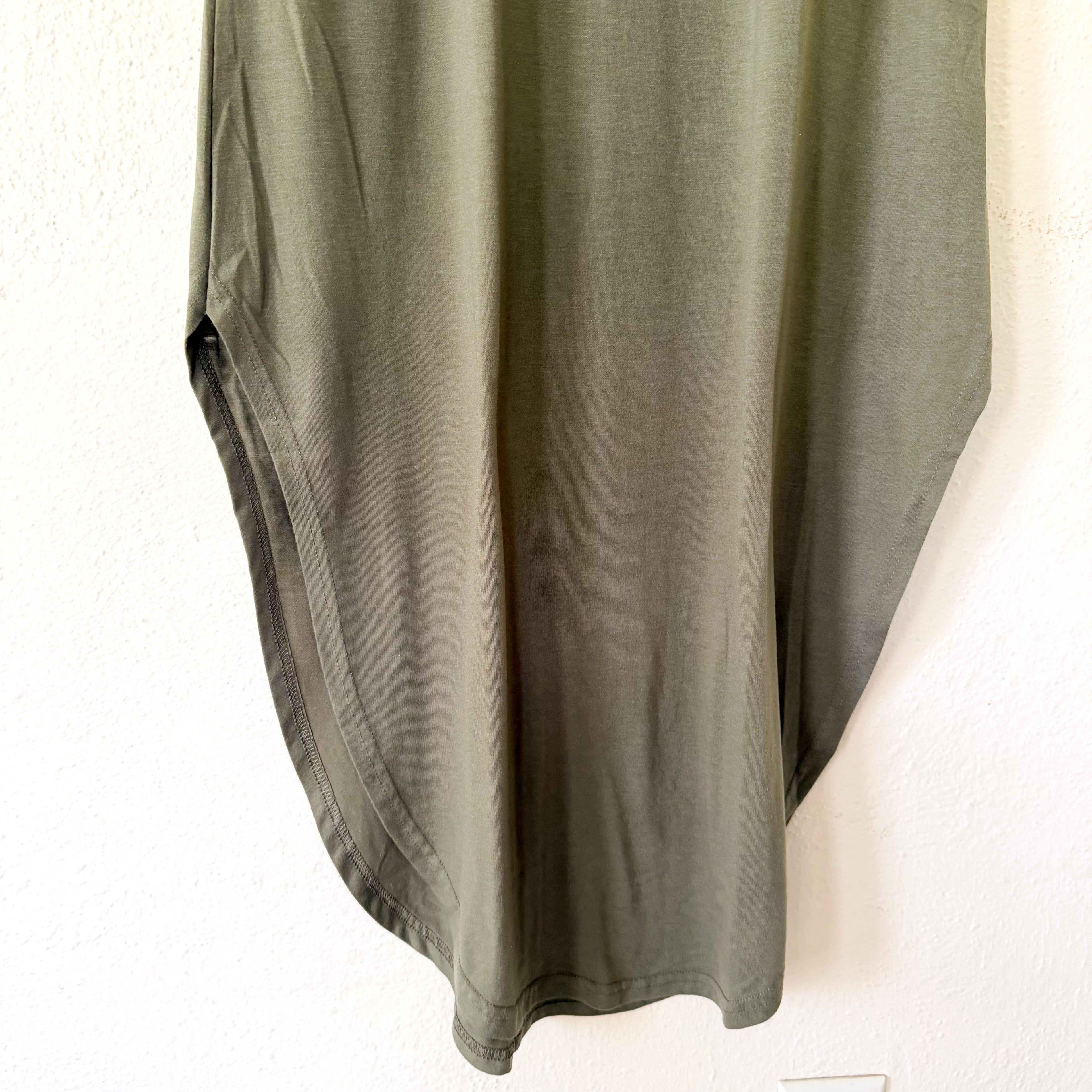 Women's Olive Green Midi Jersey Dress | Small