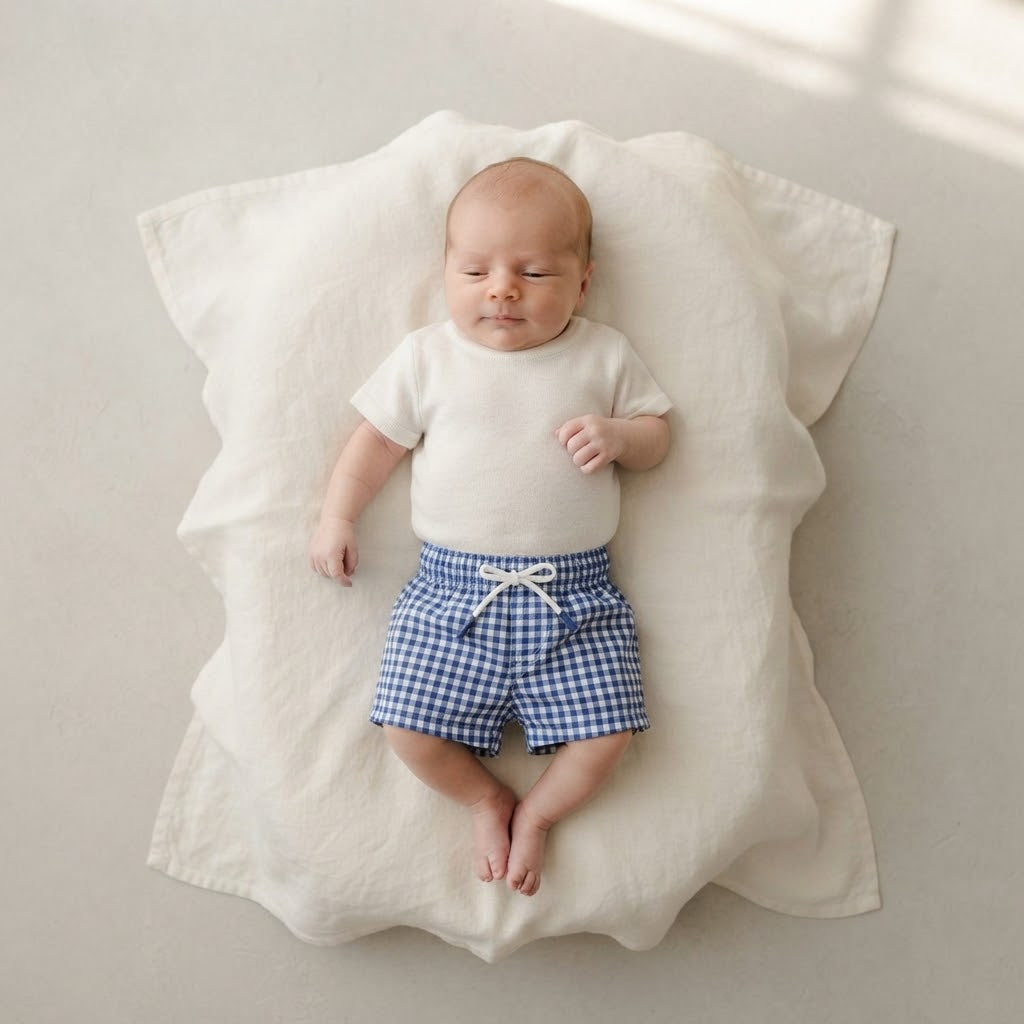 Cat & Jack Baby Navy Blue Gingham Swim Trunks | 0-3m