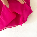 DKNY Sleeveless Ruffle Silky Chiffon Blouse in Hot Pink | S