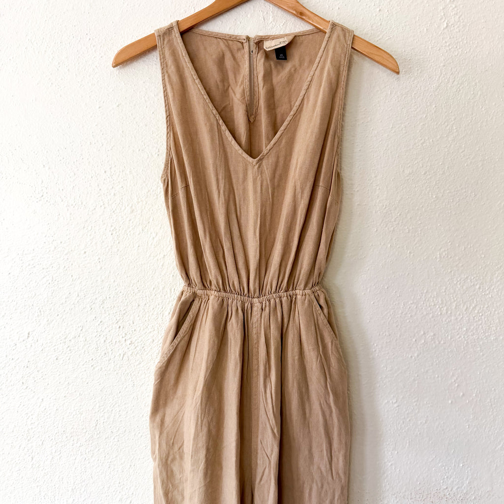 Universal Thread Linen Blend Jumpsuit in Tan | XS