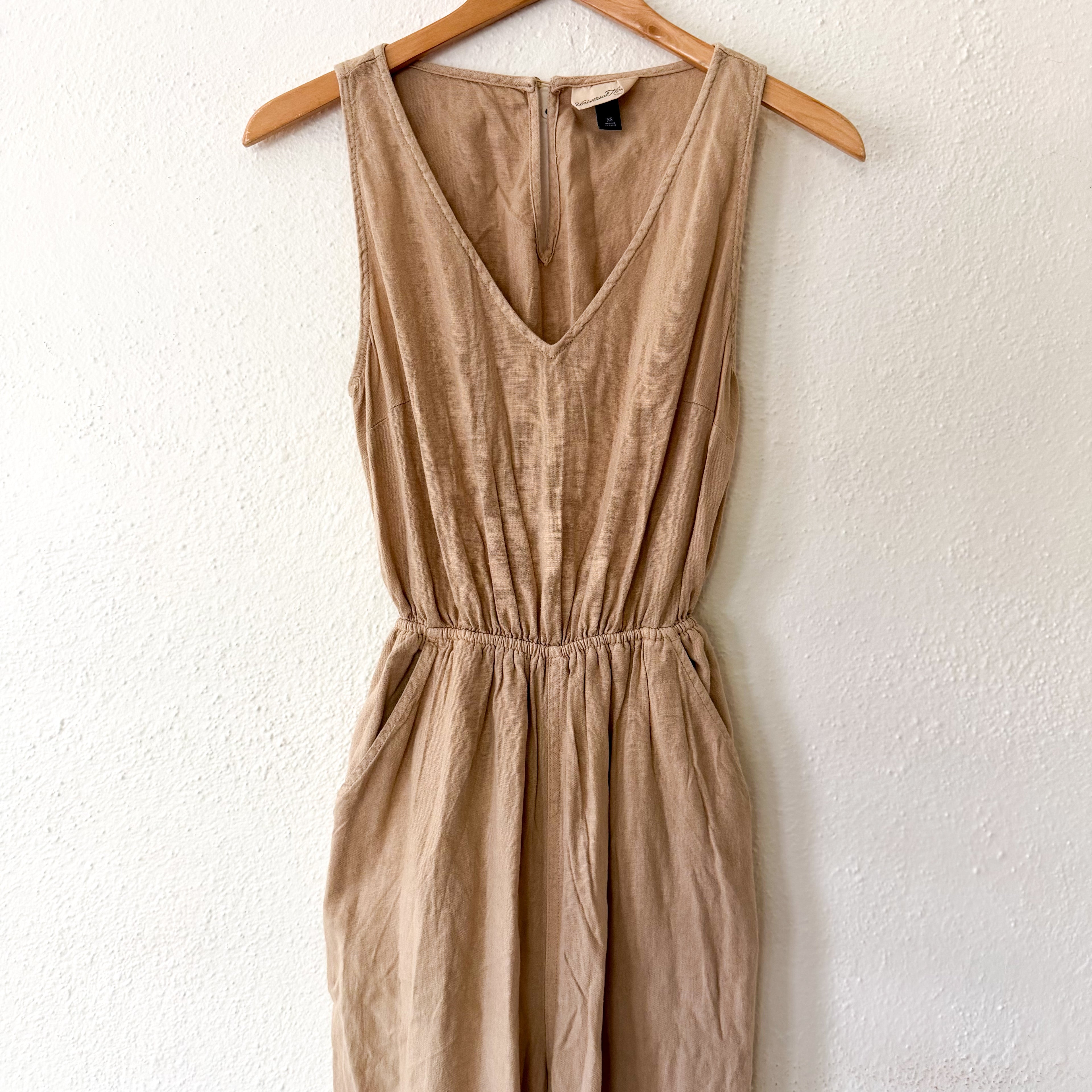 Universal Thread Linen Blend Jumpsuit in Tan | XS