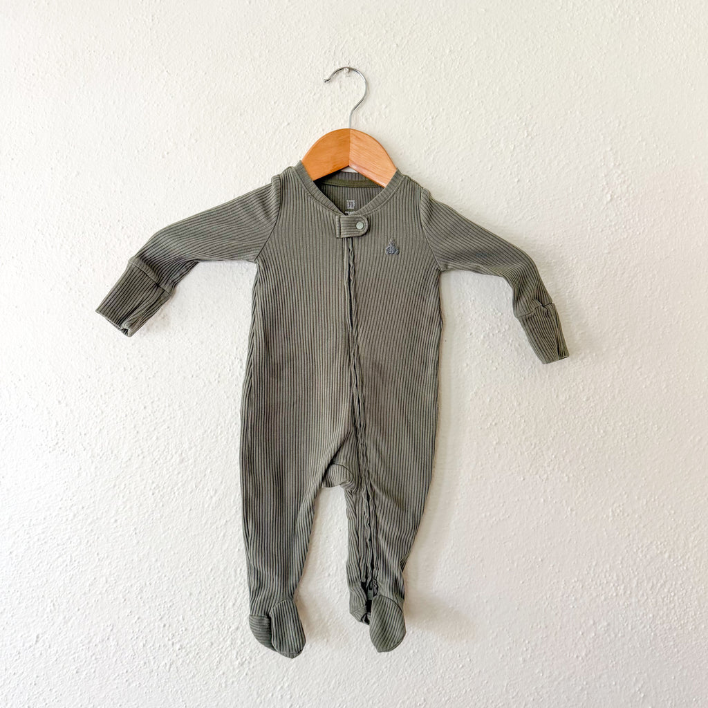 Baby Gap Olive Green Textured 2-Way Zipper Footed Sleeper | 0-3m