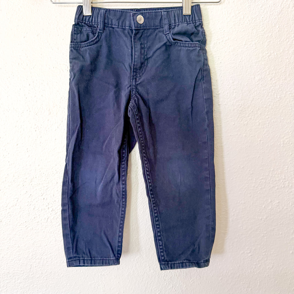 H&M Navy Blue Cotton Loose Fit Tapered Leg Pants | 3T