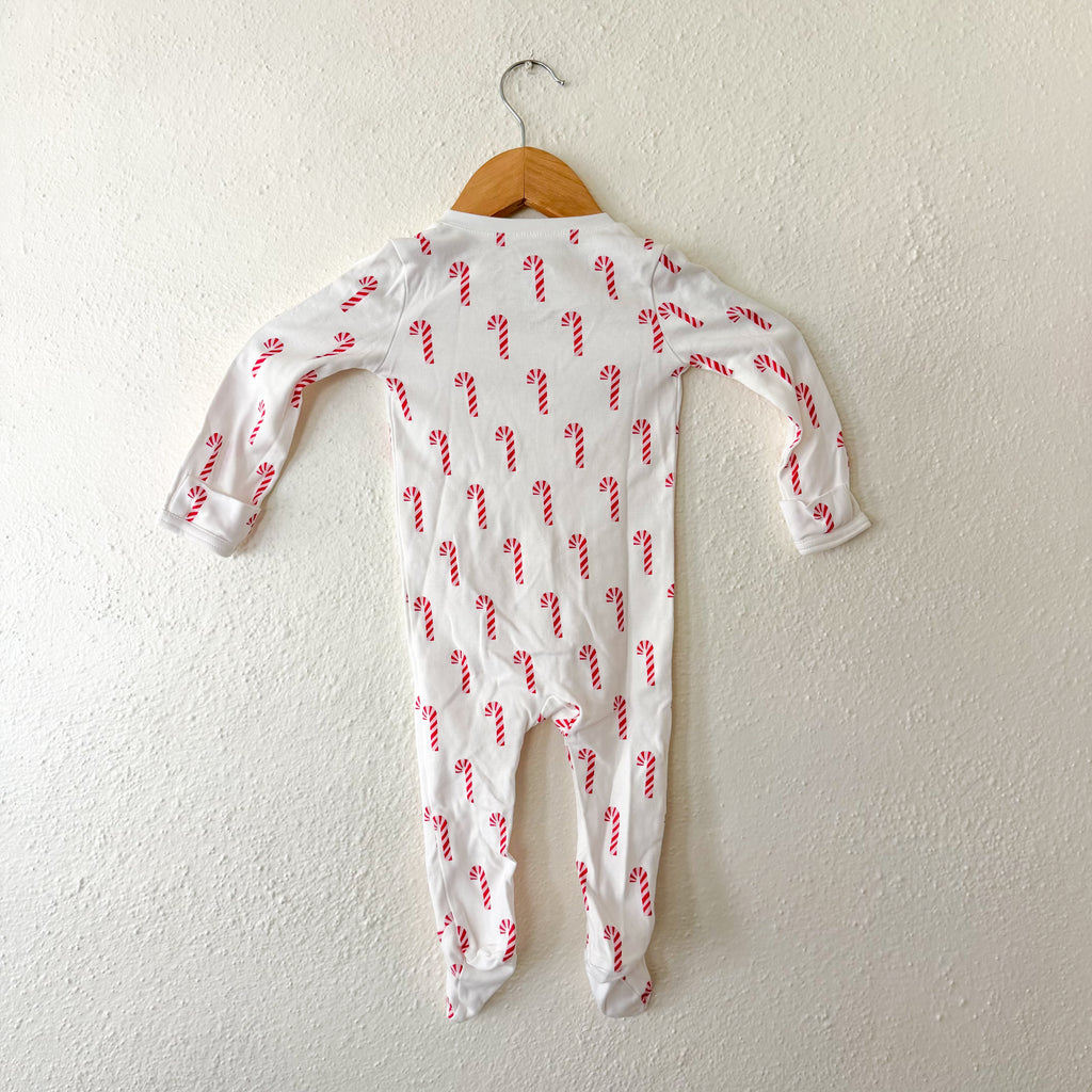 Primary Organic Candy Cane 2-Way Zipper Footed Sleeper | 6-9m