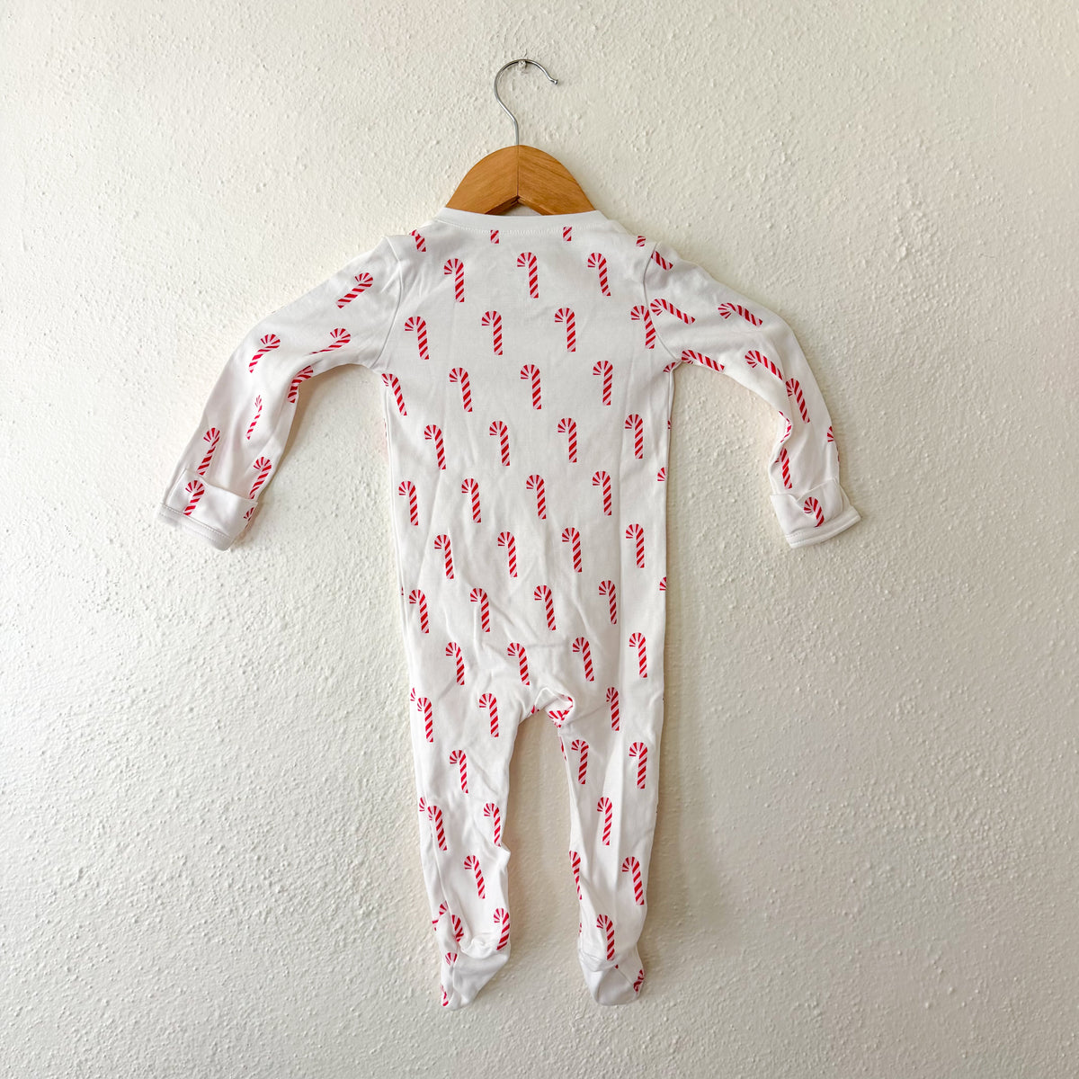 Primary Organic Candy Cane 2-Way Zipper Footed Sleeper | 6-9m