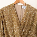 & Other Stories Wrap-Effect Gold Sequin Dolman Sleeve Mini Dress | 0/EUR 32