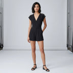 Silence & Noise Black Studded Short Sleeve Romper | S