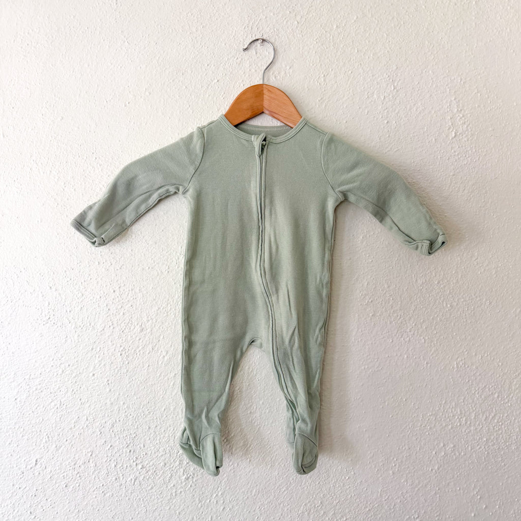 Cloud Island Sage Green Cotton Footed Zipper Sleeper | 3-6m