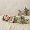 Nordstrom Organic Cotton Olive Green Hooded French Terry Jumpsuit | 0-3m