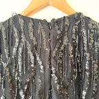 White House Black Market Black Long Sleeve Fringe Mini Dress | 0