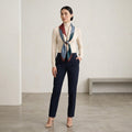 Retro Geometric Colorblock Silky Square Scarf