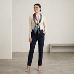 Retro Geometric Colorblock Silky Square Scarf