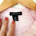 Karen Millen Pink Cotton Poplin Balloon Sleeve Button Down Romper | 2