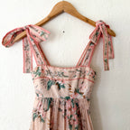 Zimmermann Pink Floral Moonshine Strappy Tie Shoulder Maxi Dress | 0P