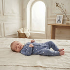 H&M Ocean Blue Cream Stars Snap Long Sleeve Jumpsuit | Premie