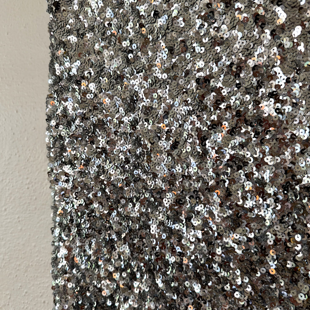 Mango MNG Silver Sequin Midi Straight Pencil Skirt | S