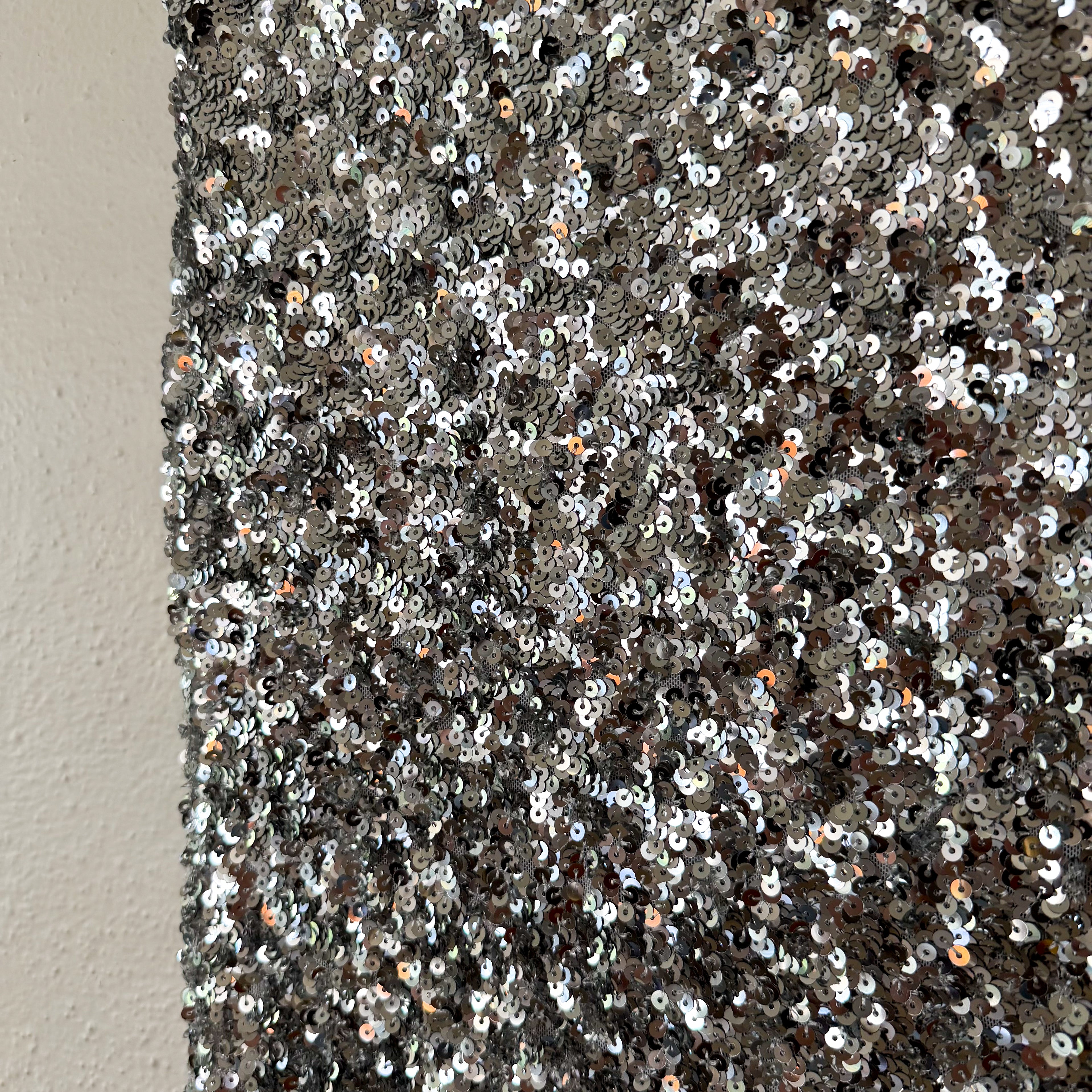 Mango MNG Silver Sequin Midi Straight Pencil Skirt | S