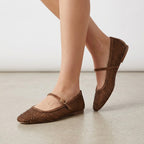 Dolce Vita Reyes Crystal Embellished Ballet Flats in Brown Mesh | 6.5