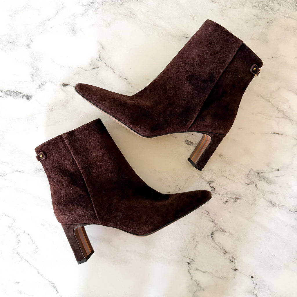 Sam Edelman Saige Suede Ankle Bootie in Cafe Noir | 6.5