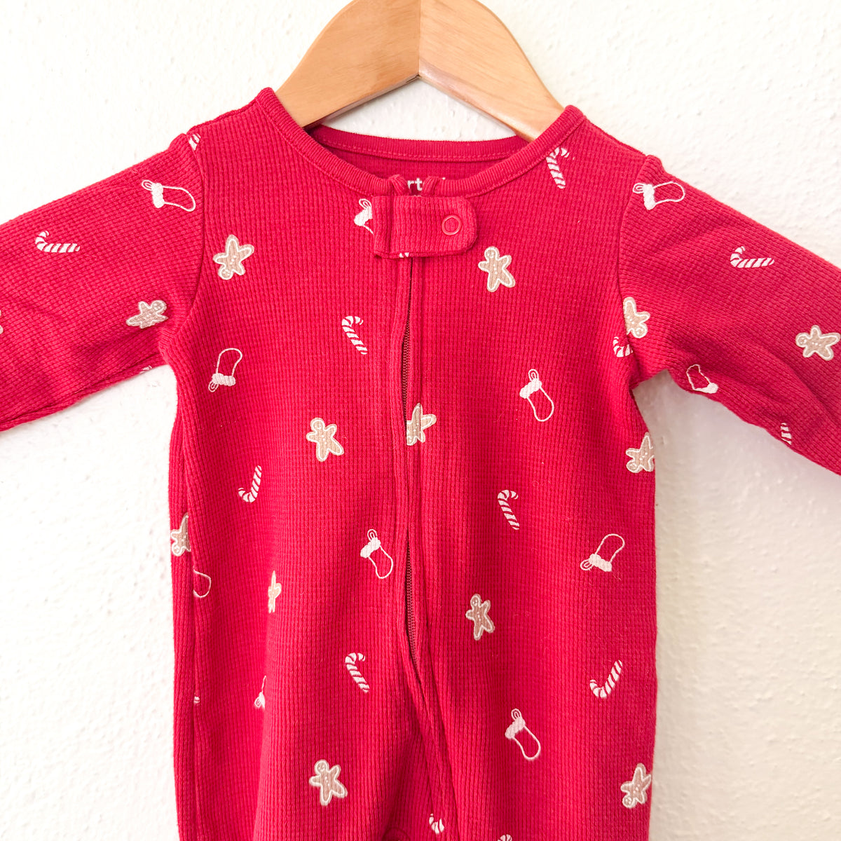 Carter's Red Gingerbread Textured 2-Way Zip Footed Sleeper | 3-6m