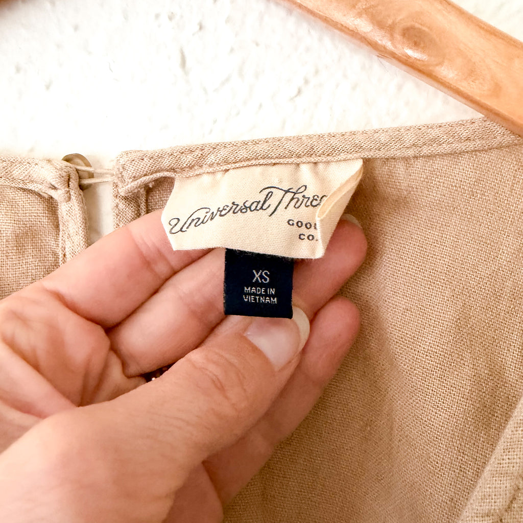 Universal Thread Linen Blend Jumpsuit in Tan | XS