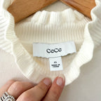 Cece Ruffle Mock Neck Sweater in Ivory | XS
