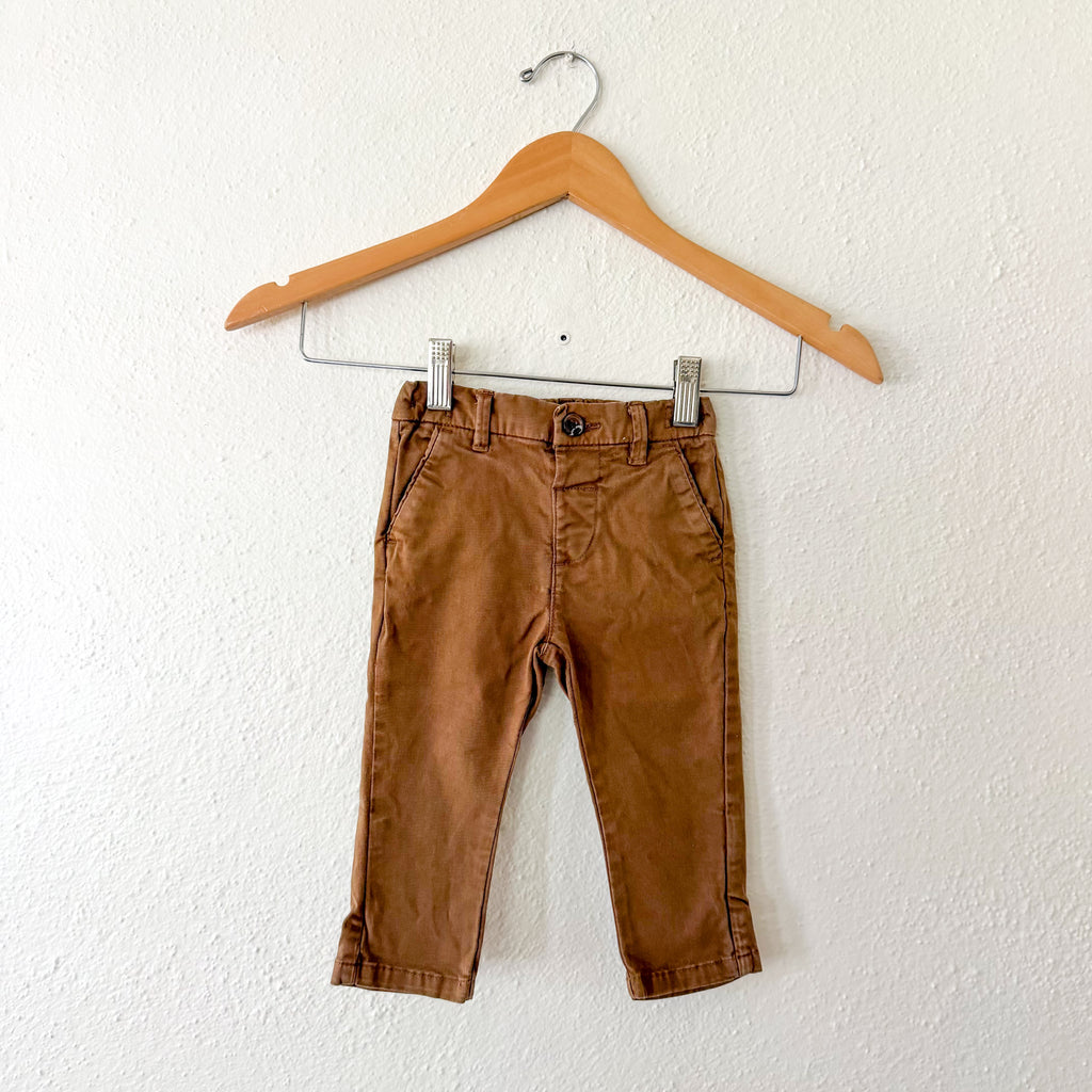 Next Clothing Brown Stretch Chino Trousers in Ginger Tan | 6-9m