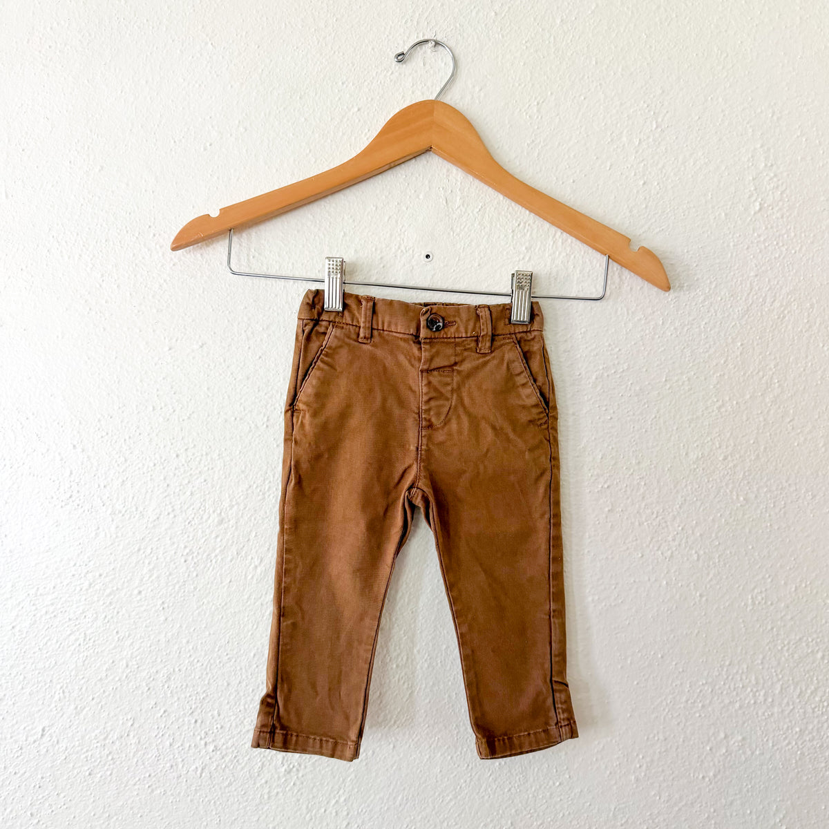 Next Clothing Brown Stretch Chino Trousers in Ginger Tan | 6-9m