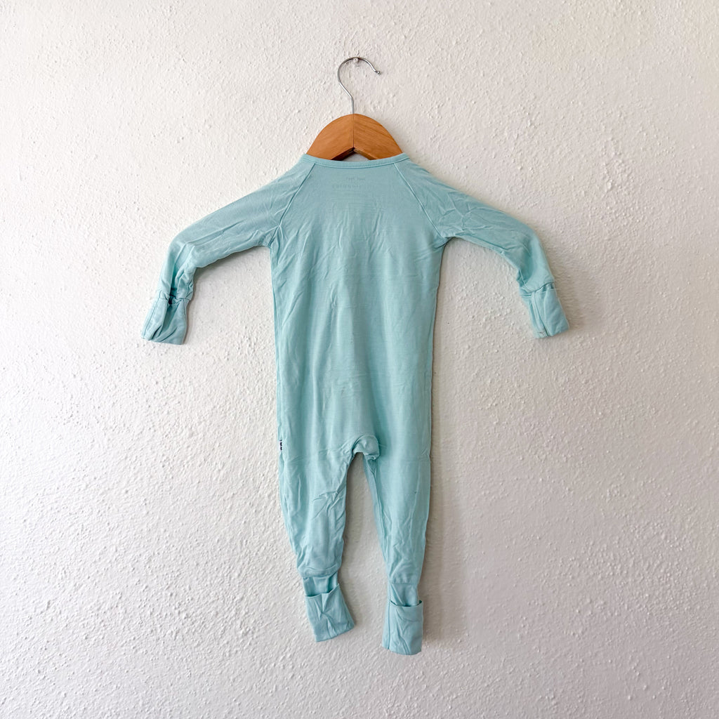 Little Sleepies Solid Aqua Blue Long Sleeve Fold Over Foot Sleeper | 3-6m