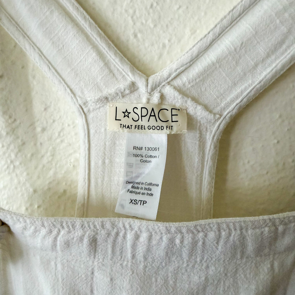 L*Space Freya Textured Cotton Jumpsuit in White | XS
