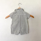 Carter's Olive Green Cream Stripe Cotton Button Down Romper | 0-3m