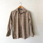 Beaufort & Blake Moreland Cashmere Blend Flannel Button Down Shirt in Tan Plaid | XS