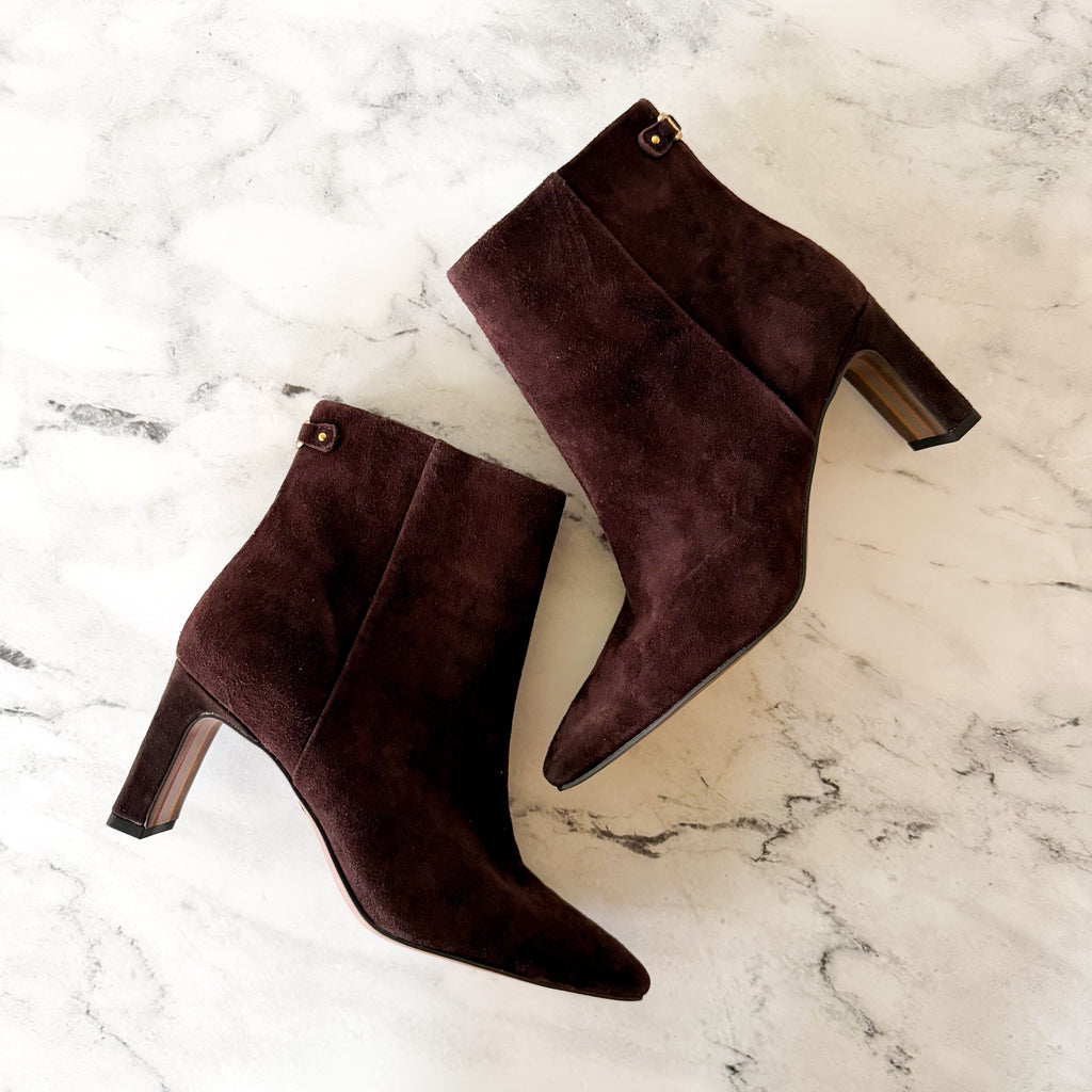 Sam Edelman Saige Suede Ankle Bootie in Cafe Noir | 6.5