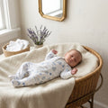 Feather Baby Cream Ocean Print Pima Cotton Long Sleeve Snap Footed Sleeper | 3-6m
