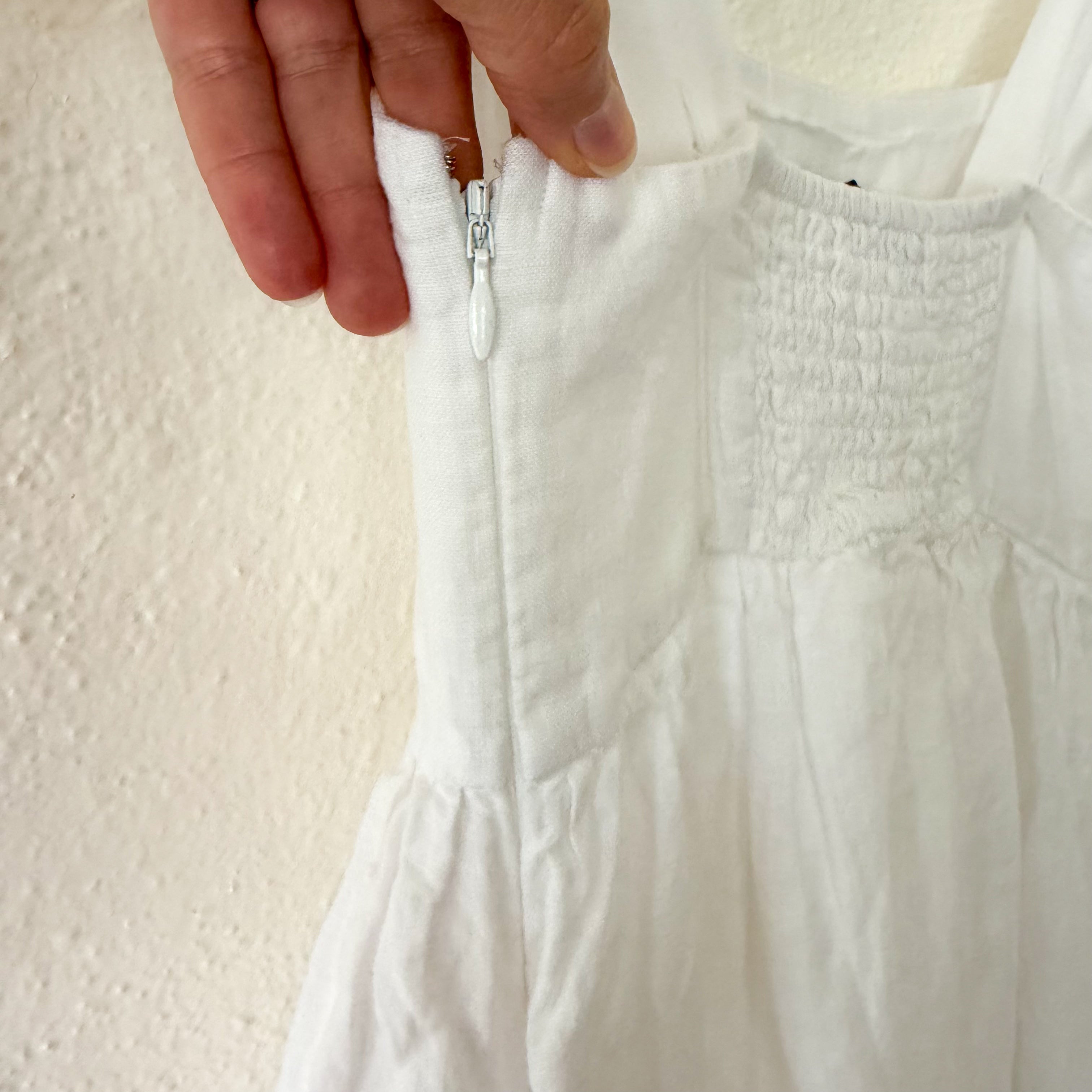 J.Crew White Squareneck 100% Linen Midi Dress | 0