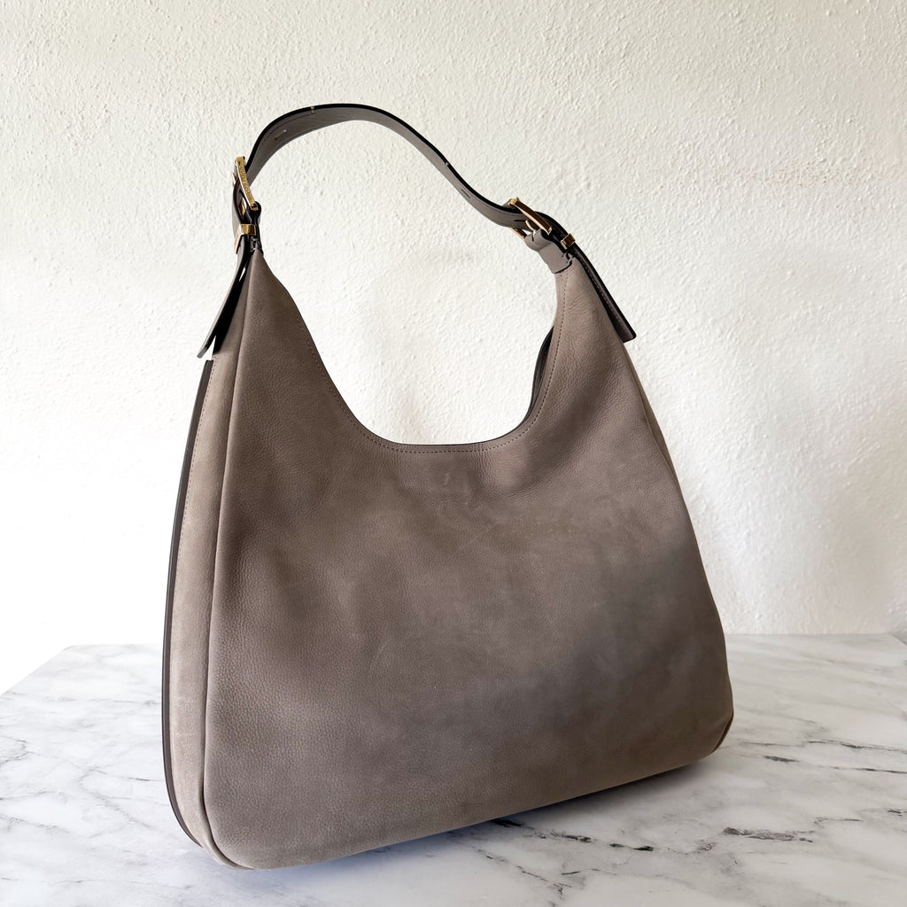 MICHAEL Michael Kors Nolita Large Nubuck Hobo Shoulder Bag in Taupe