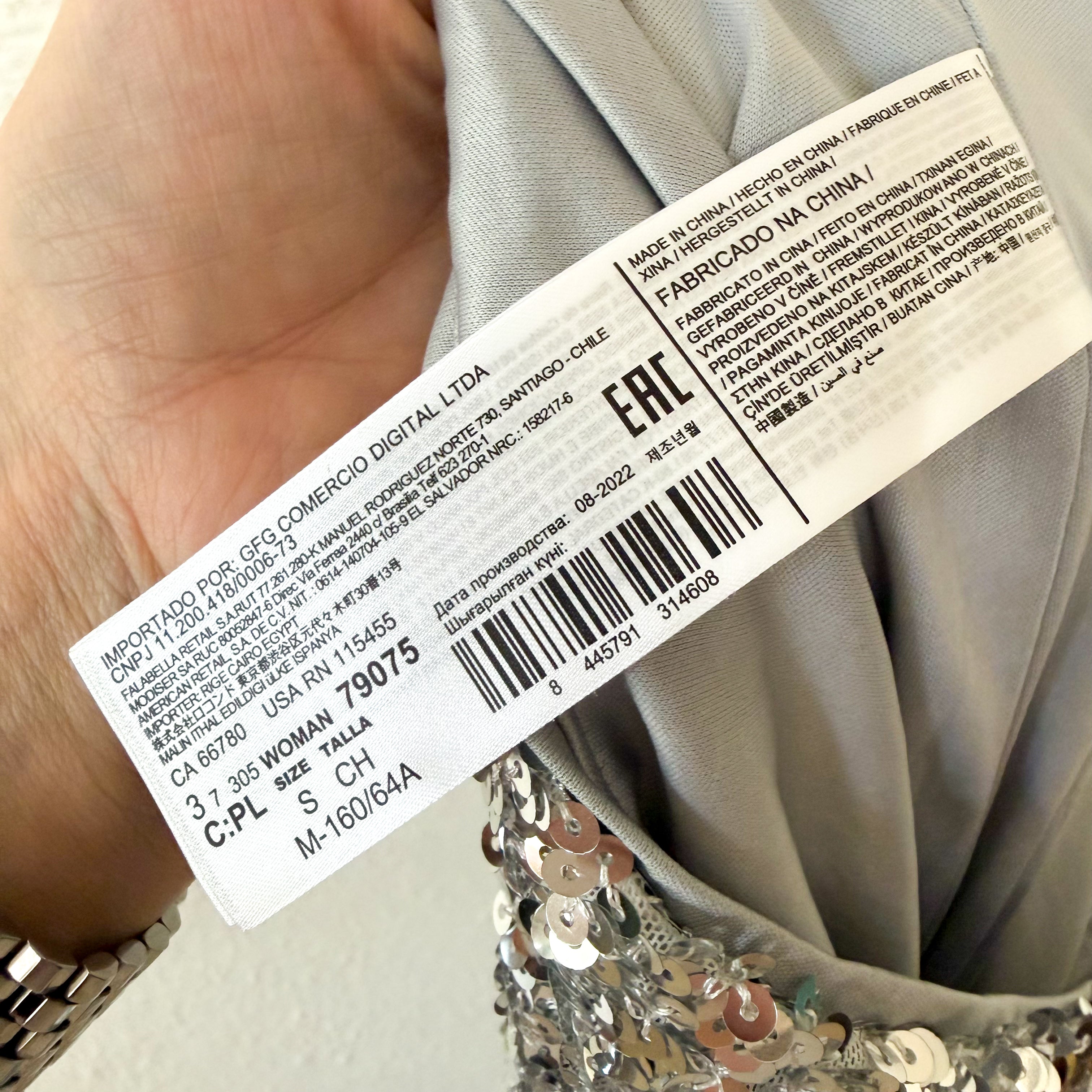 Mango MNG Silver Sequin Midi Straight Pencil Skirt | S