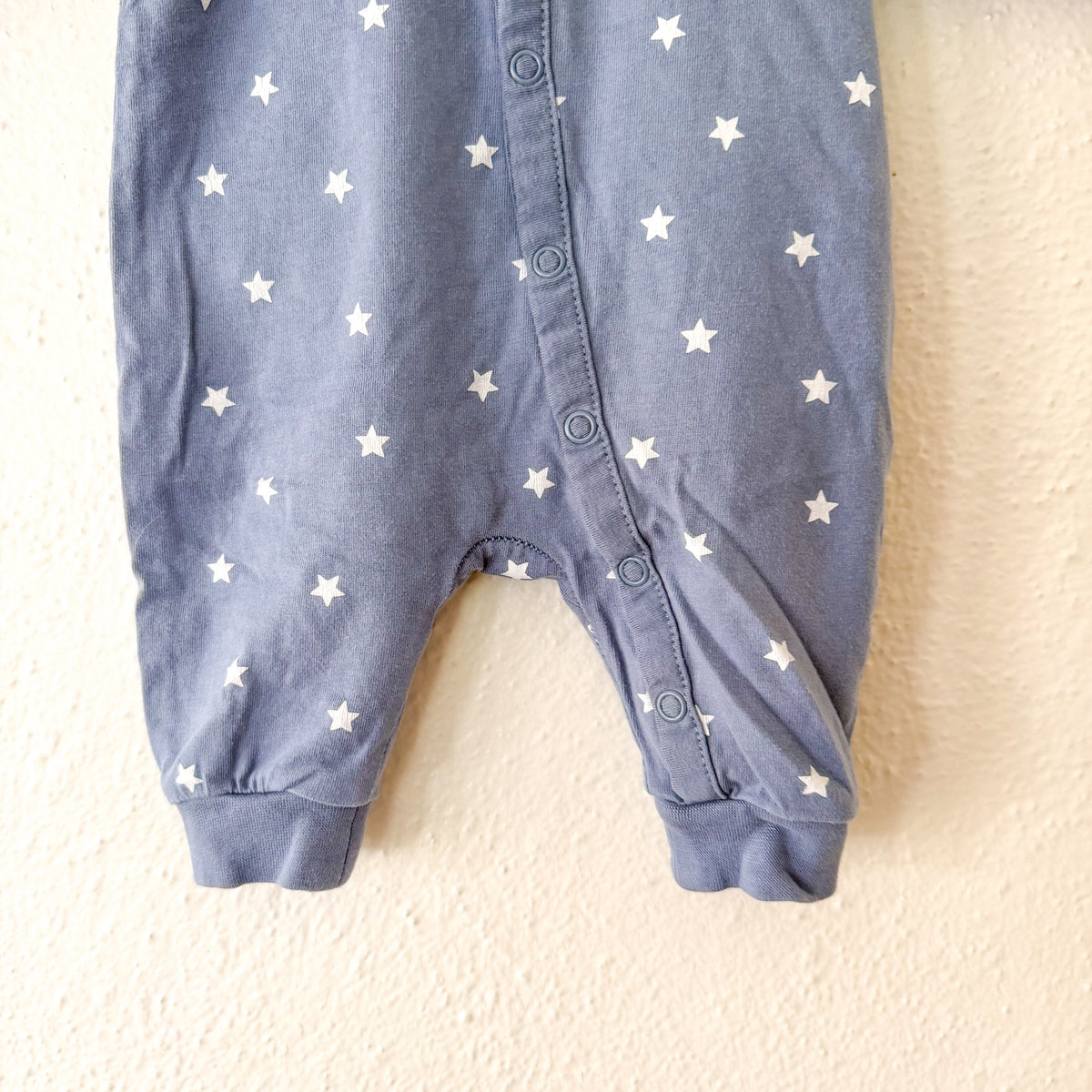 H&M Ocean Blue Cream Stars Snap Long Sleeve Jumpsuit | Premie