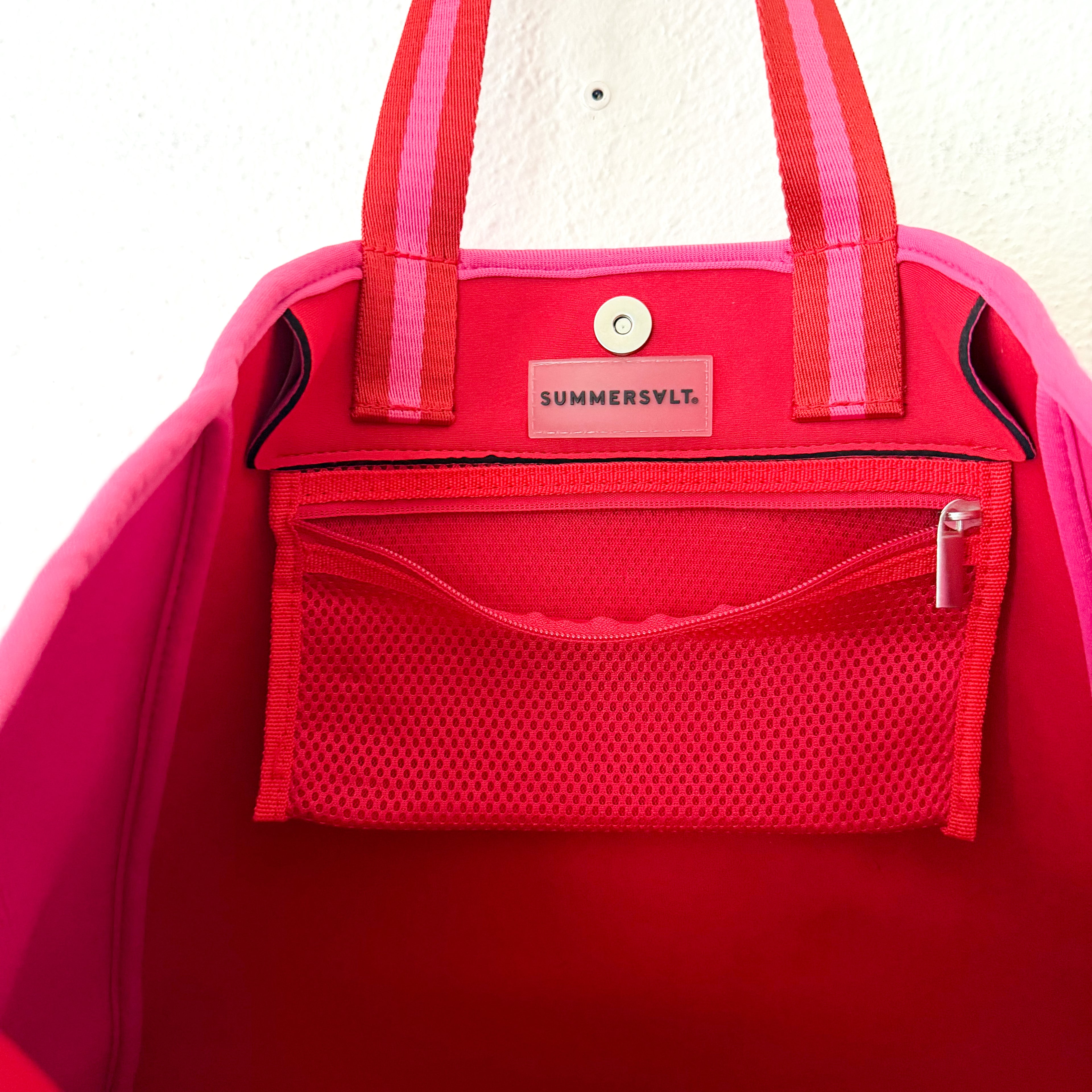 Summersalt Neoprene Hot Pink/Red Beach Tote Bag