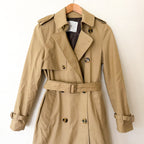 Mango Classic Double Breasted Belted Longline Trench Coat in Beige, sz XS