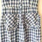 Sister Jane Blue Gingham Ruffle Patch Pocket Romper | XS