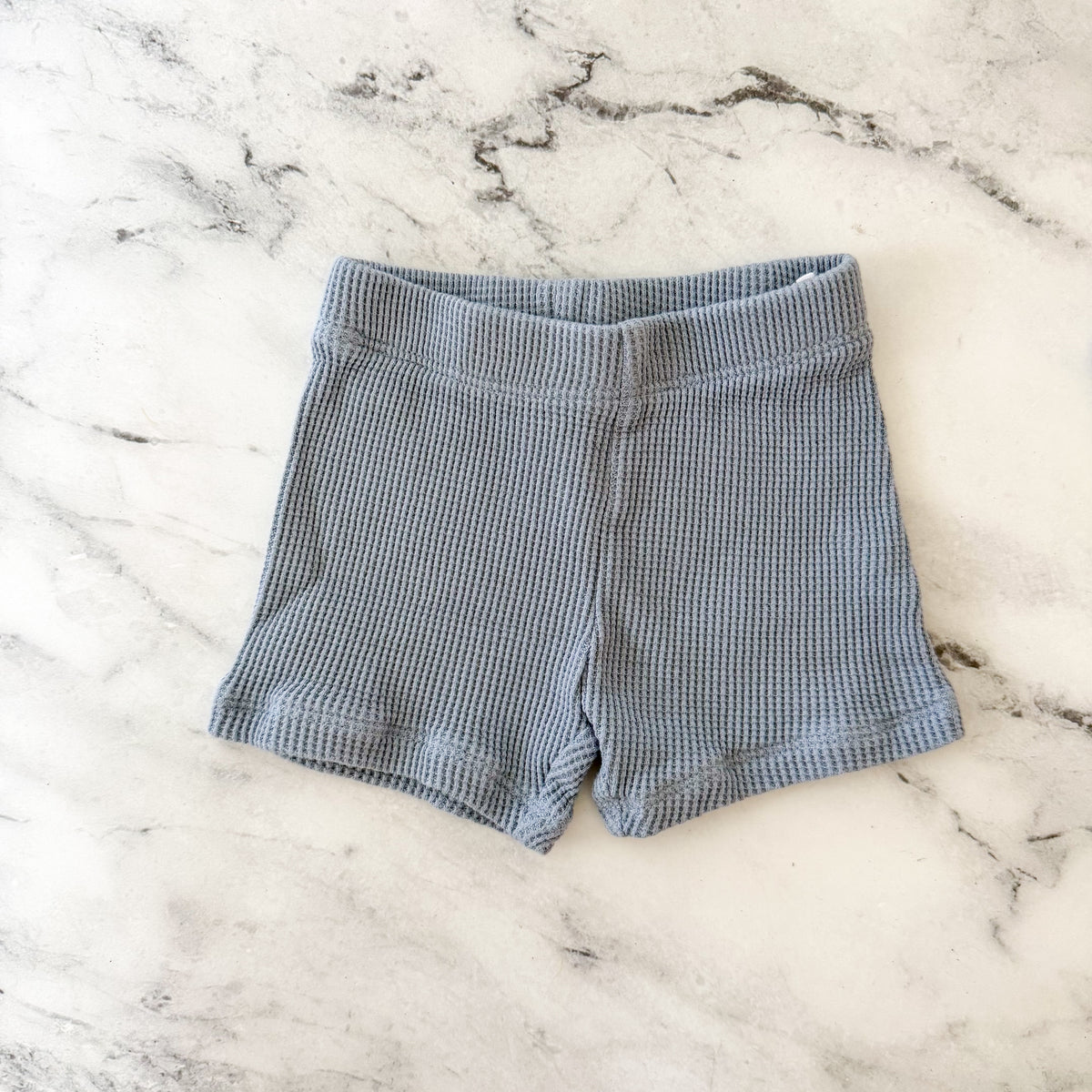H&M Dusty Slate Blue Waffle Weave T-Shirt & Shorts Knit Set | 0-3m