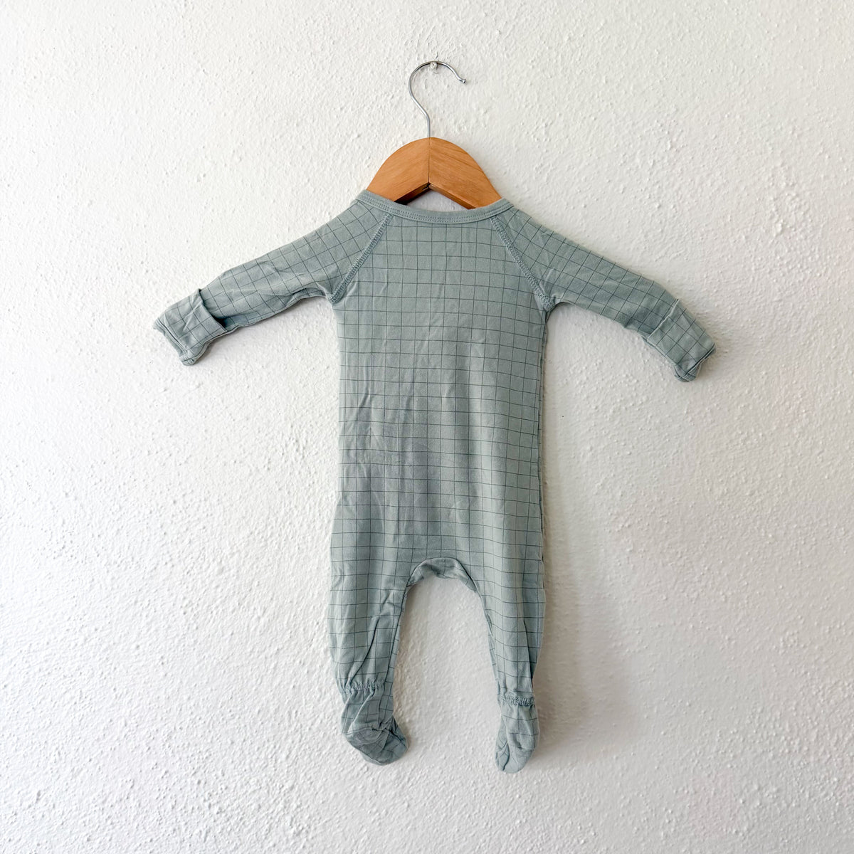 Quincy Mae Bamboo Dusty Sage Windowpane 2-Way Zipper Footed Sleeper | 0-3m