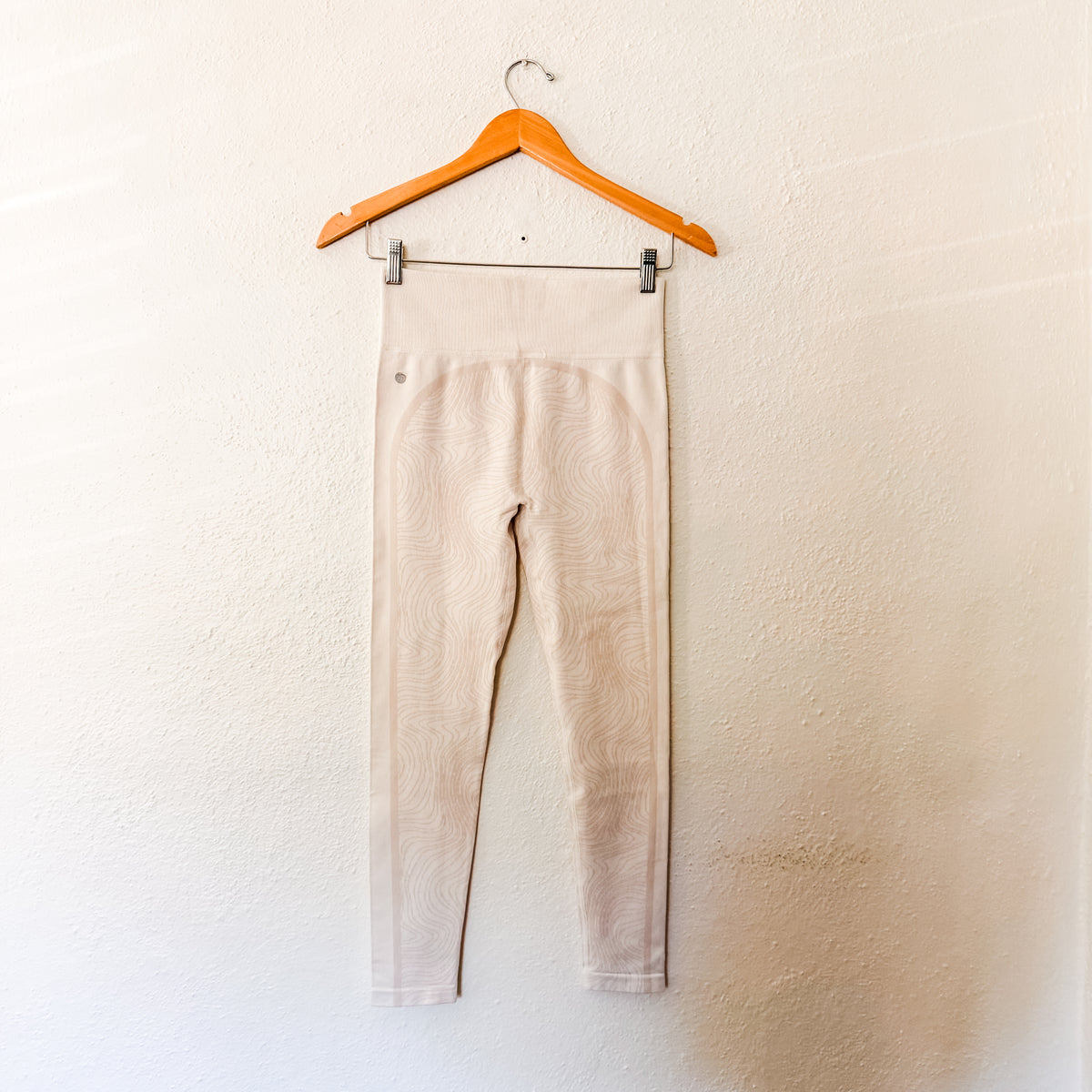 Zella White Beige Cream Wavy Design Seamless Leggings | S