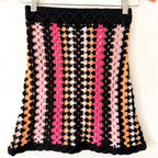 NBD Revolve Crochet Pink & Black Strapless Tube Top | XS