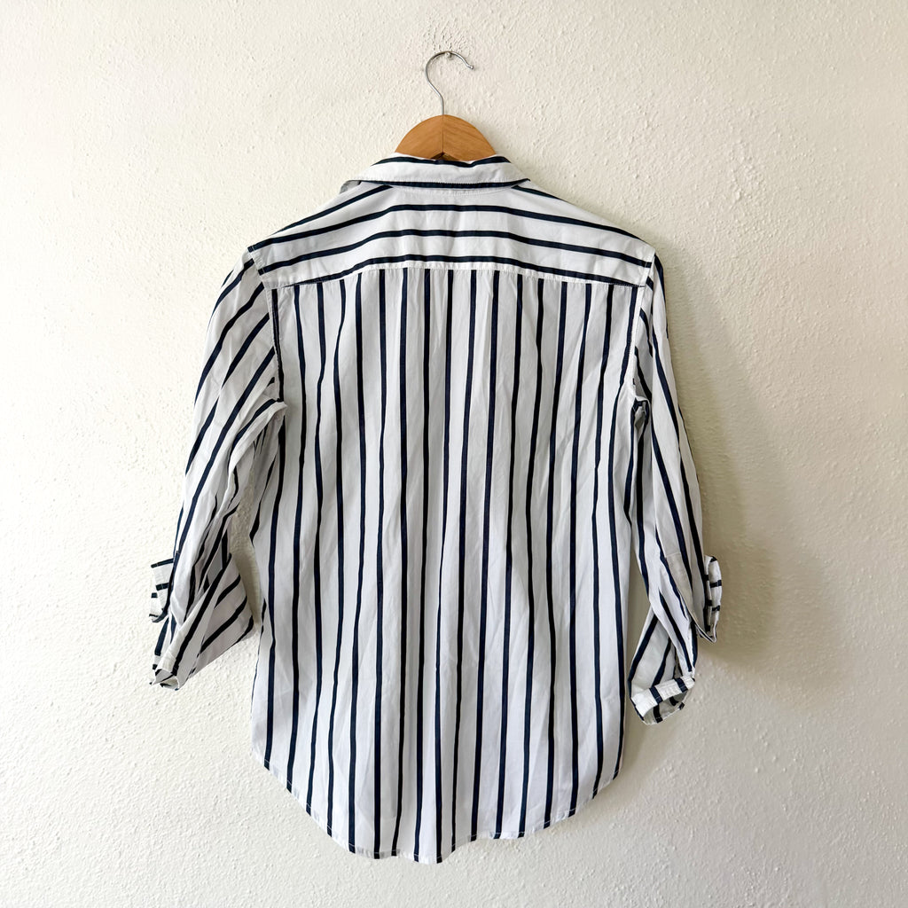 J.Crew Garçon Organic Cotton Button Down Long Sleeve Shirt in Navy Stripe | 00