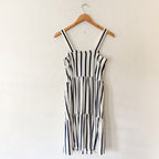 LOFT Black & White Stripe Midi Sun Dress | 0P