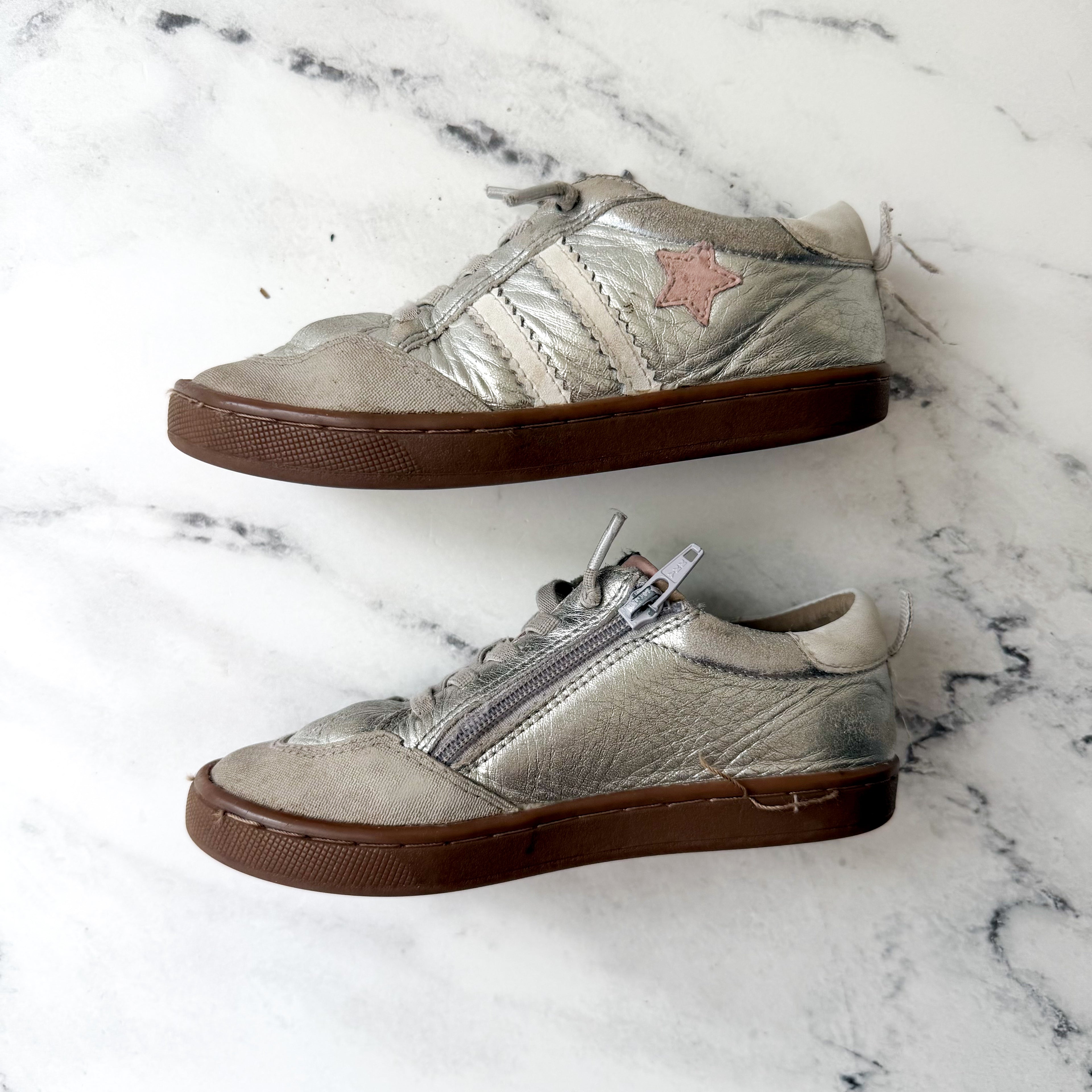 Old Soles Kids Wos Pink Star Champagne Leather Sneakers | 11